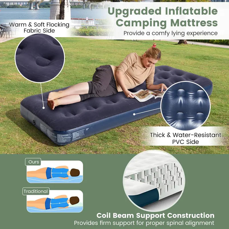 5-in-1 Camping Cot System with Air Mattress, Tent, Sleeping Bag, and Pillow