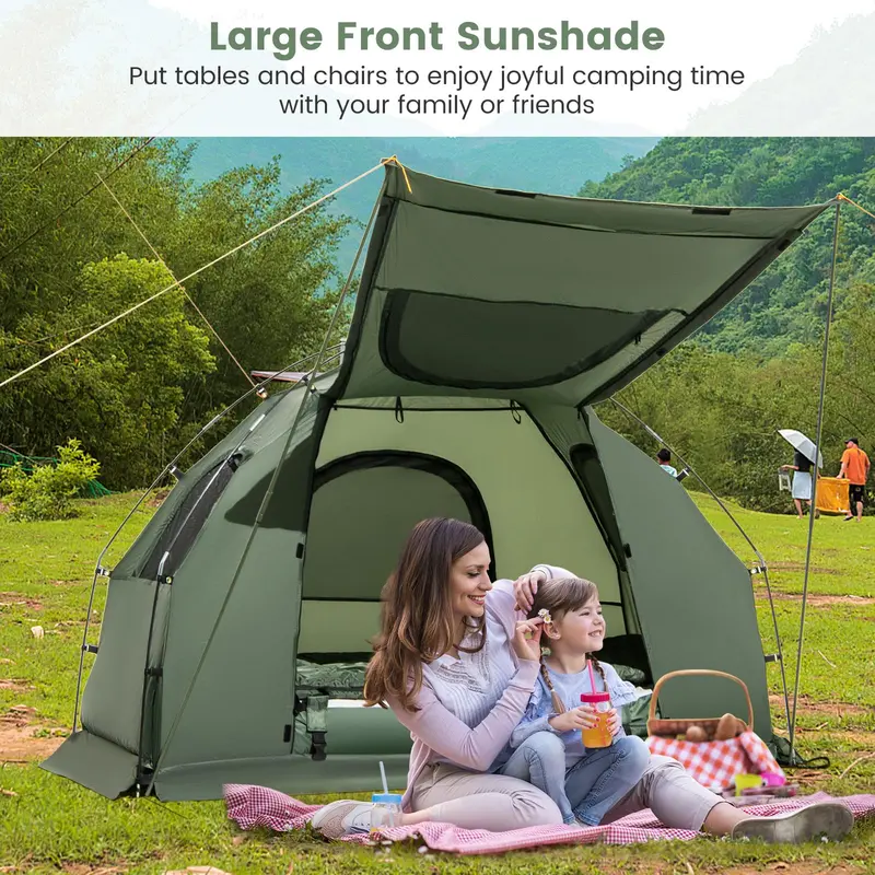 5-in-1 Camping Cot System with Air Mattress, Tent, Sleeping Bag, and Pillow