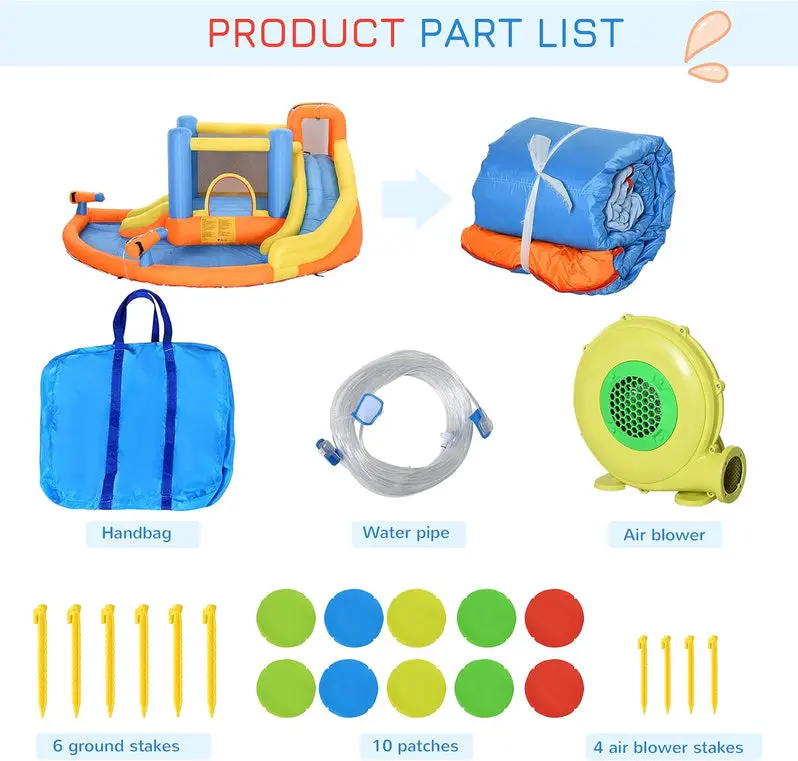 5-in-1 Inflatable Kids’ Water Park – Bounce House, Slide, Climbing Wall, Dual Water Cannons & Splash Pool | Includes 450W Heavy-Duty Blower
