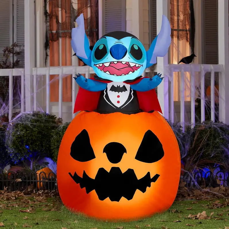 5-Inch Air-Blown Animated Vampire Pumpkin Yard Decor with Rising Stitch Effect