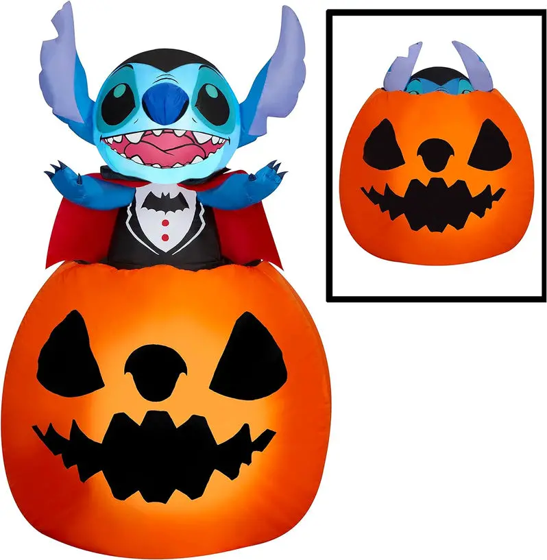 5-Inch Air-Blown Animated Vampire Pumpkin Yard Decor with Rising Stitch Effect