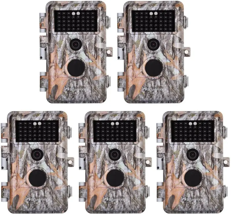 5-Pack 16MP Trail Cameras – Full HD Wildlife Hunting Cameras with Night Vision & Time-Lapse