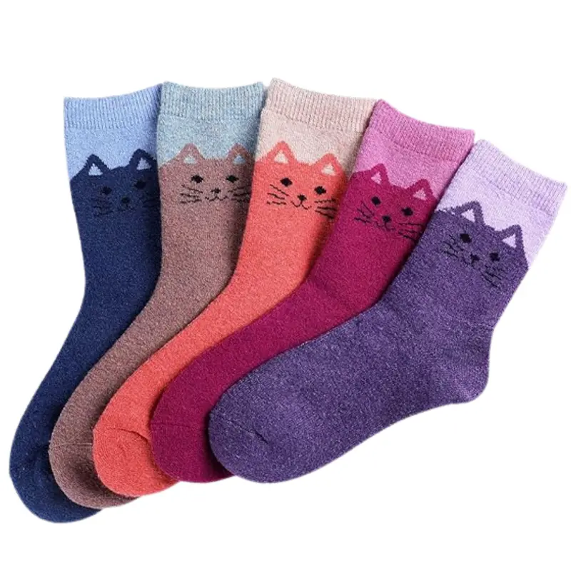 5-Pair Women’s Wool-Blend Mid-Calf Winter Socks for Warmth & Comfort