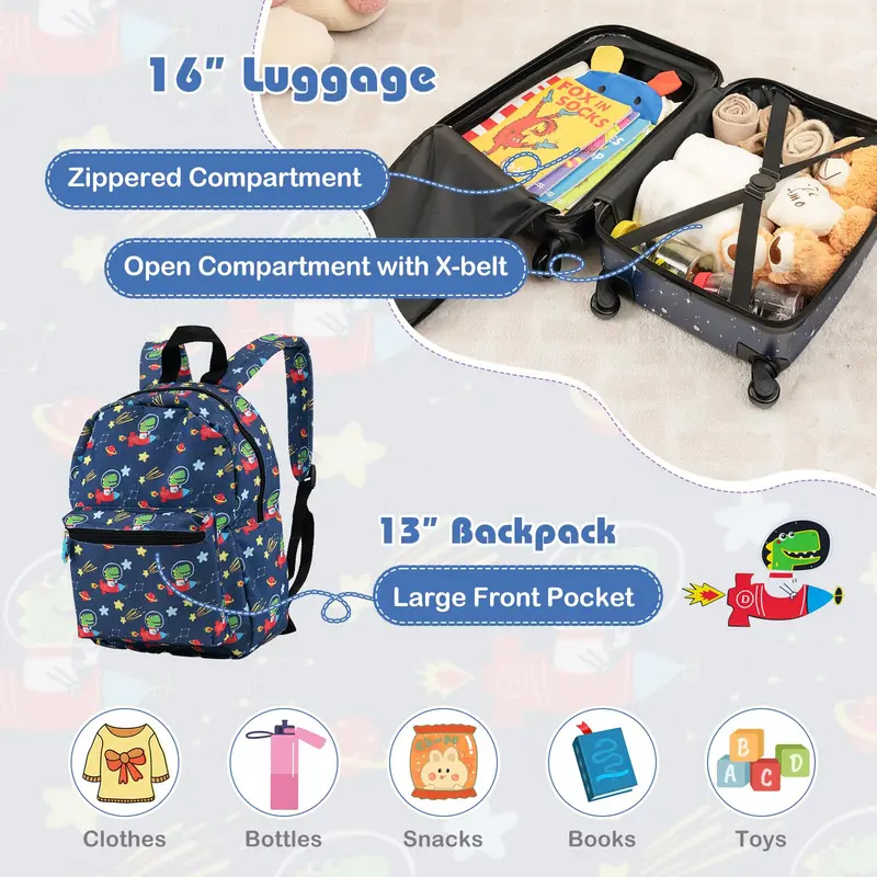 5-Piece Kids’ Travel Set: Carry-On, Backpack, Lunch Bag, Neck Pillow, and Accessories