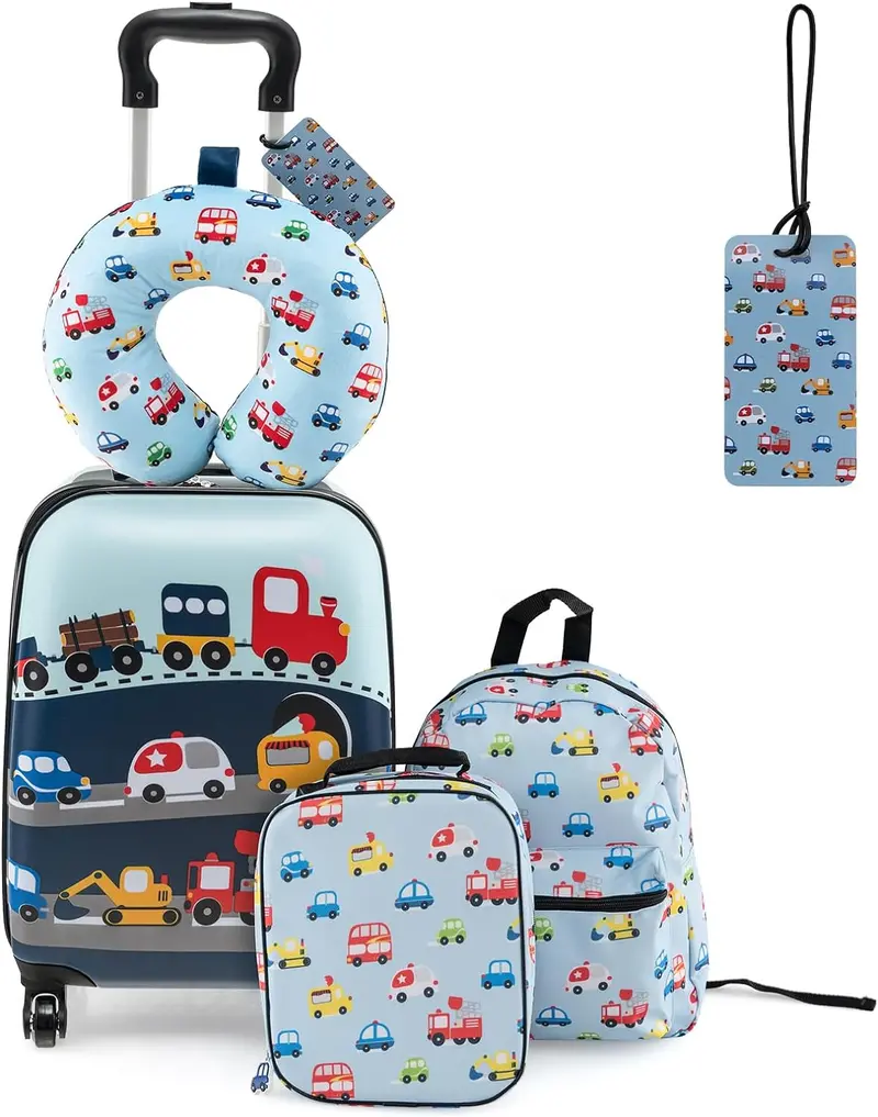 5-Piece Kids’ Travel Set: Carry-On, Backpack, Lunch Bag, Neck Pillow, and Accessories