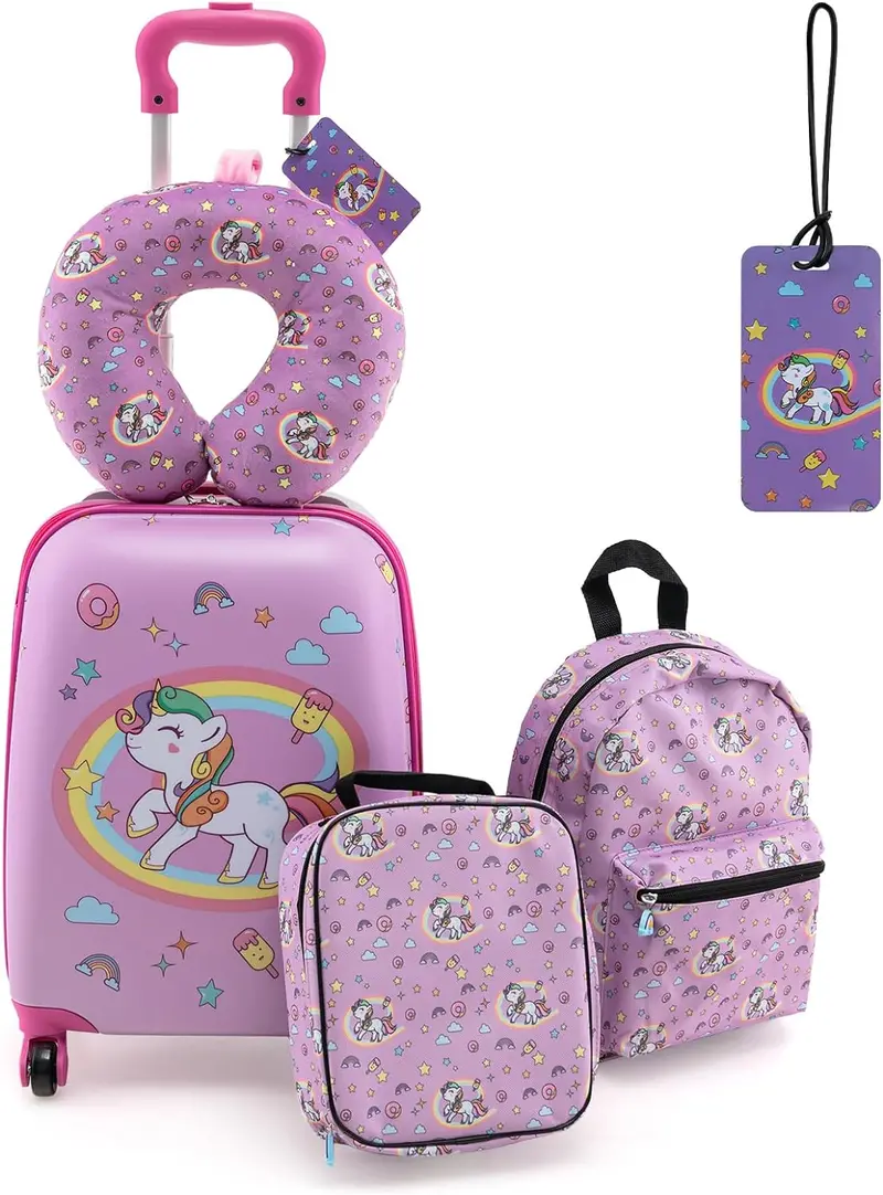 5-Piece Kids’ Travel Set: Carry-On, Backpack, Lunch Bag, Neck Pillow, and Accessories
