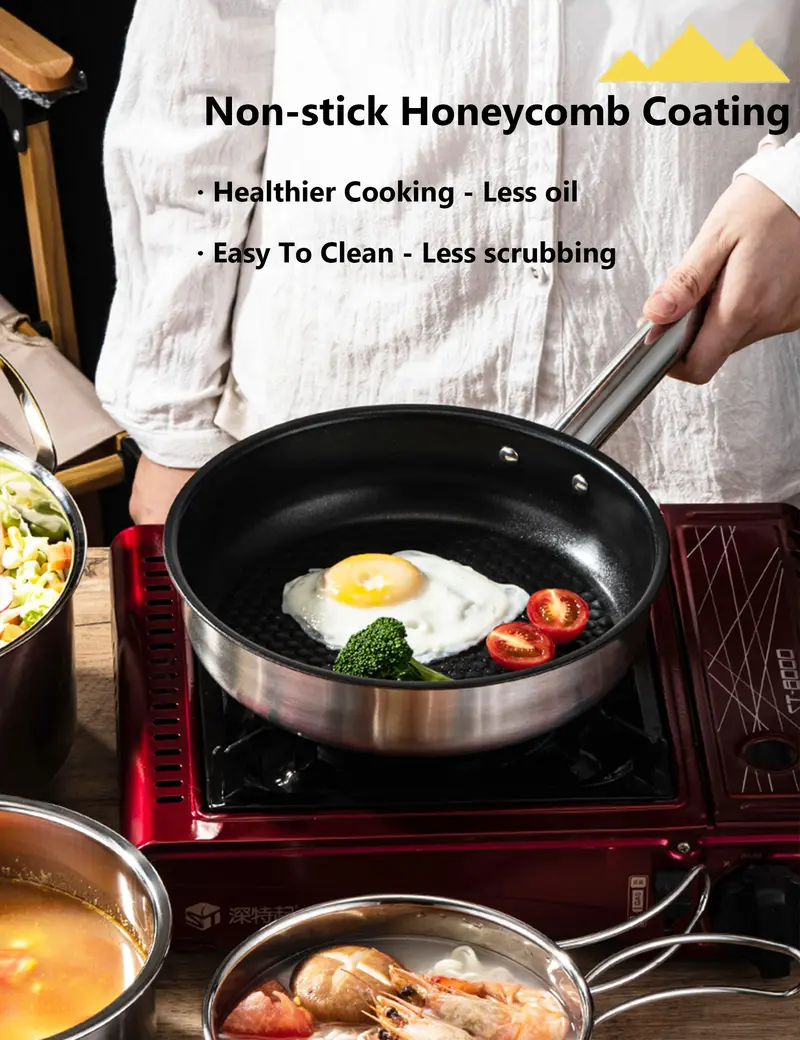 5-Piece Stainless Steel Camp Cookset – Skillet, Pots & Carry Bag for 4–8 People