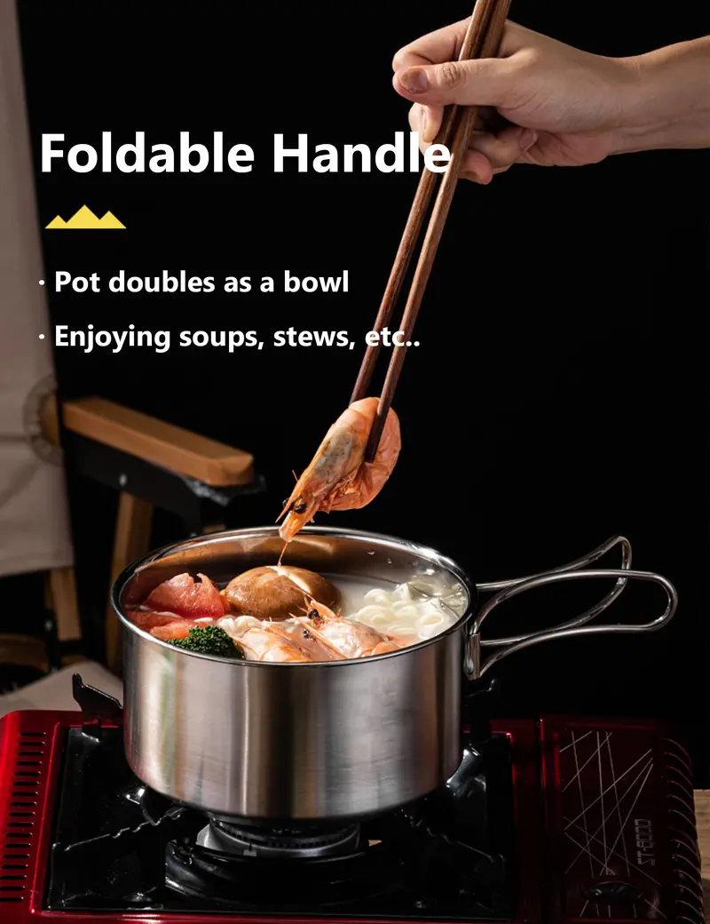 5-Piece Stainless Steel Camp Cookset – Skillet, Pots & Carry Bag for 4–8 People