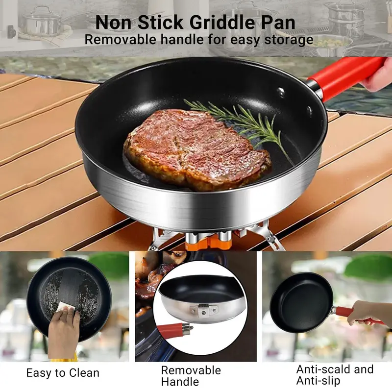 5-Piece Stainless Steel Camping Cookset – Includes Colander & Travel Bag for Groups of 4–6