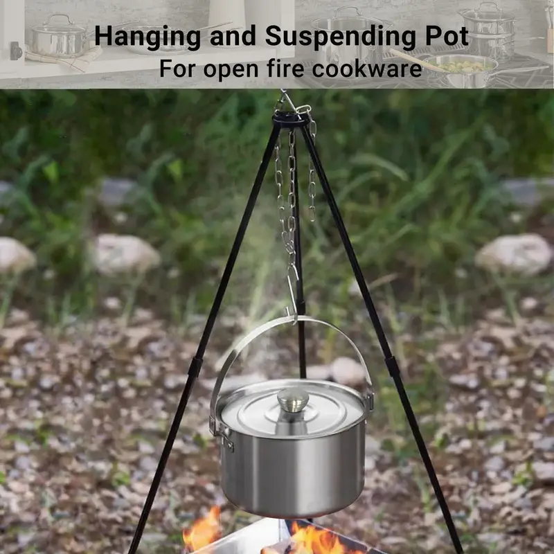 5-Piece Stainless Steel Camping Cookset – Includes Colander & Travel Bag for Groups of 4–6
