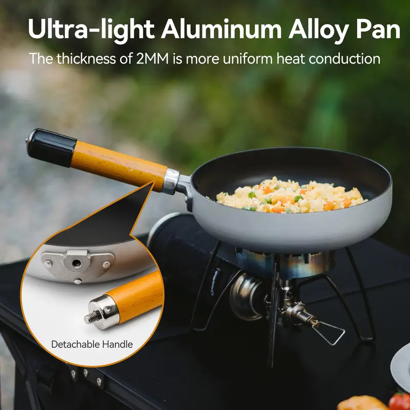 5-Piece Stainless Steel Camping Cookware – Frying Pan, Pots & Storage Bag for 3–5 People