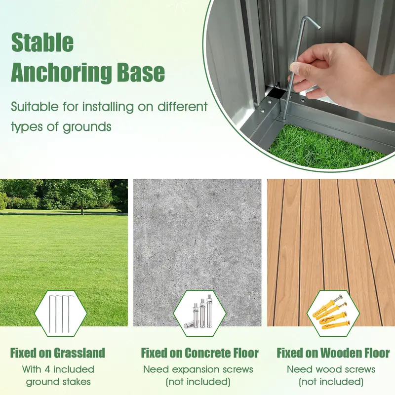 5' x 3' Compact Metal Storage Shed — Sloped-Roof Tool House with Ventilation & Lockable Door