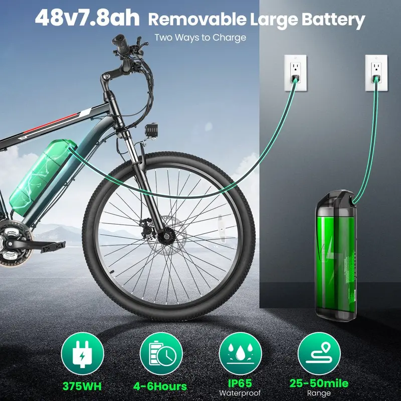 500W 26-Inch Electric Bicycle for Adults – Cruise Control, Commuter-Friendly Ebike