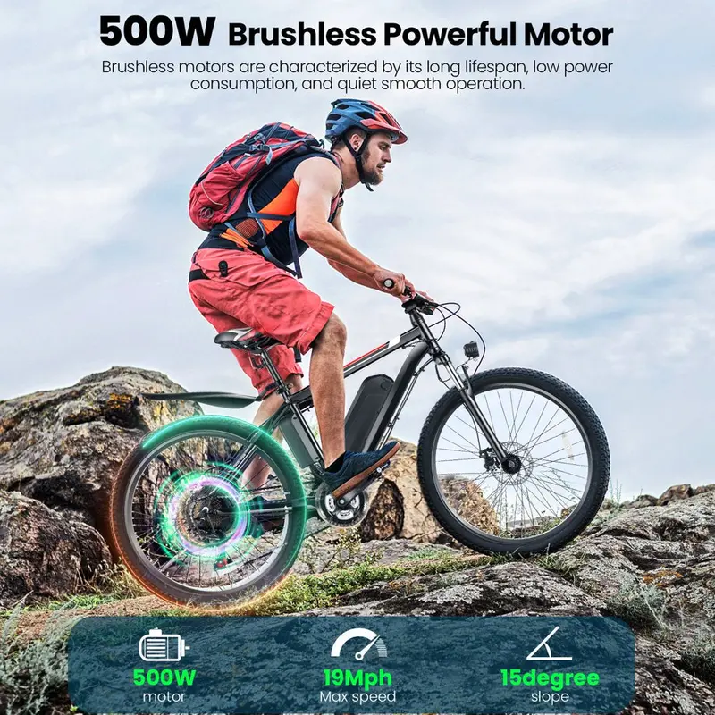 500W 26-Inch Electric Bicycle for Adults – Cruise Control, Commuter-Friendly Ebike