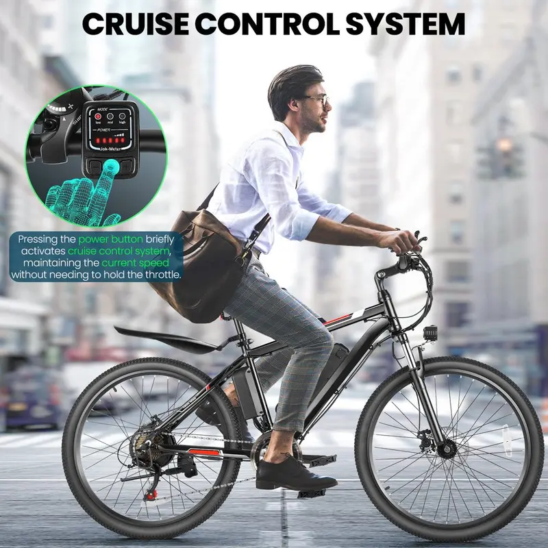 500W 26-Inch Electric Bicycle for Adults – Cruise Control, Commuter-Friendly Ebike
