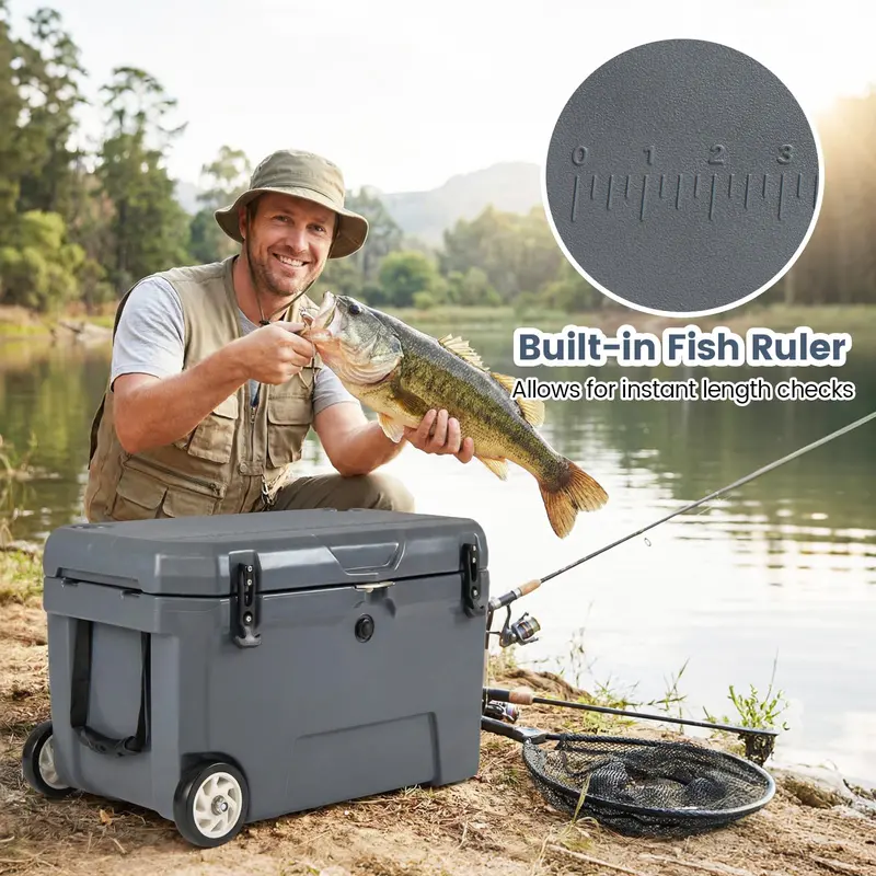 52-Quart Rolling Cooler with 6-Day Ice Retention – Smooth-Action Wheels, Pull Handle