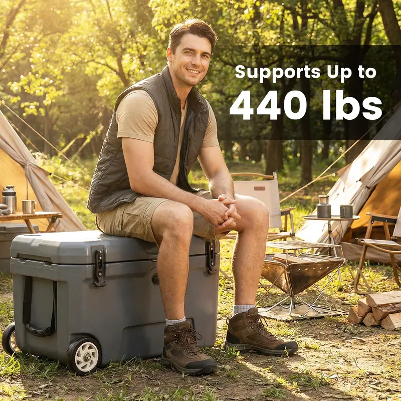 52-Quart Rolling Cooler with 6-Day Ice Retention – Smooth-Action Wheels, Pull Handle