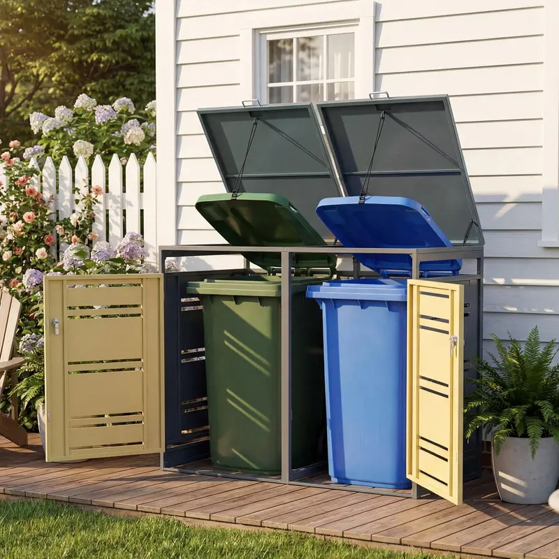 52" x 32" x 46" Weather-Resistant Outdoor Trash Can Enclosure