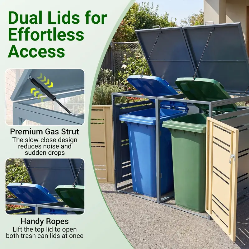 52" x 32" x 46" Weather-Resistant Outdoor Trash Can Enclosure 2