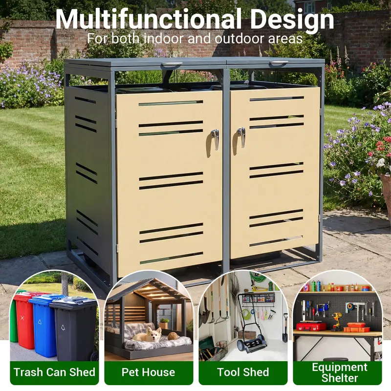 52" x 32" x 46" Weather-Resistant Outdoor Trash Can Enclosure