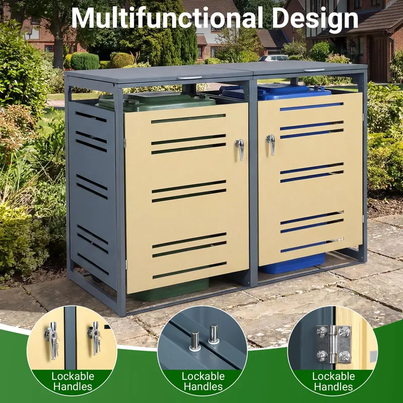 52" x 32" x 46" Weather-Resistant Outdoor Trash Can Enclosure