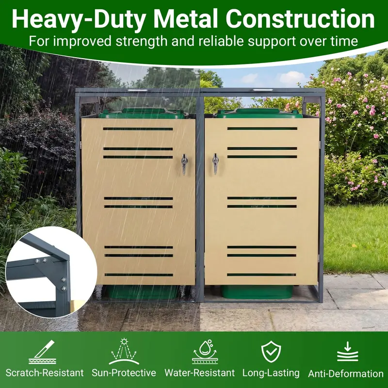 52" x 32" x 46" Weather-Resistant Outdoor Trash Can Enclosure