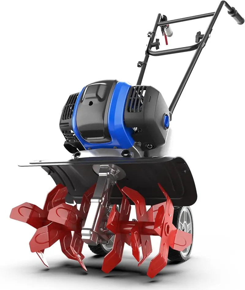 53cc Gas-Powered Mini Garden Tiller – 15-Inch Liftable Cultivator for Lawn, Field & Soil Preparation