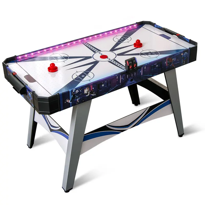 54-Inch Air Hockey Table – LED Scoreboard, Dual Lights, Pucks & Pushers Included