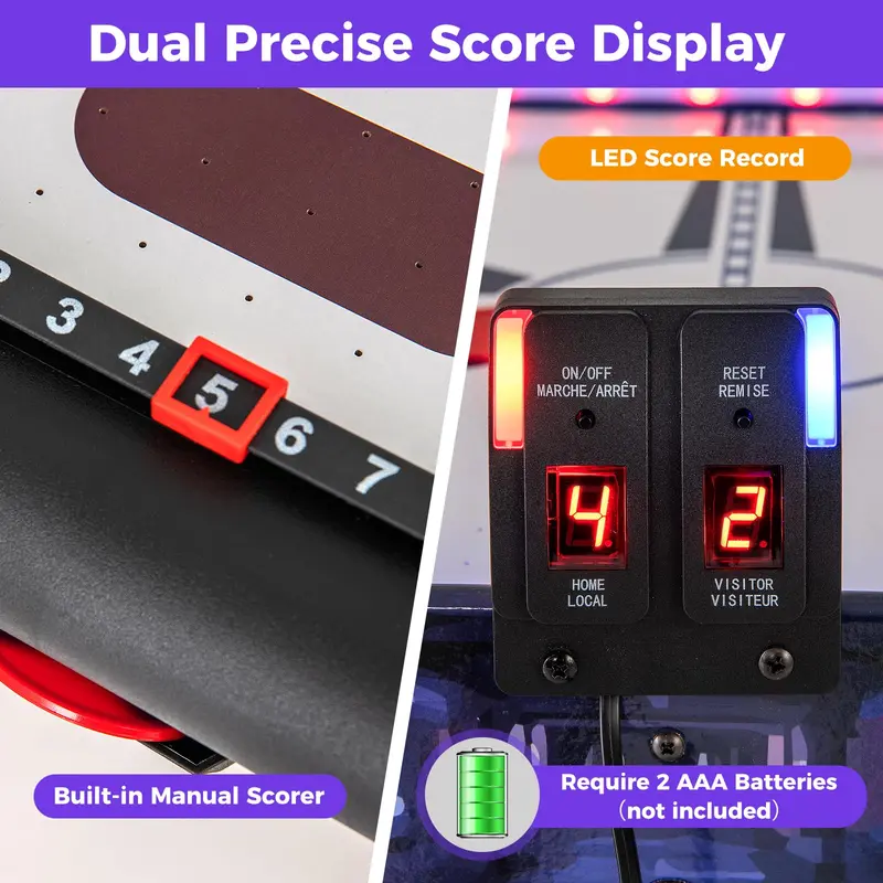 54-Inch Air Hockey Table – LED Scoreboard, Dual Lights, Pucks & Pushers Included