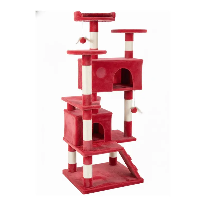 54-Inch Multi-Level Cat Tree with Enclosed Condo, Platforms, and Ladder 2