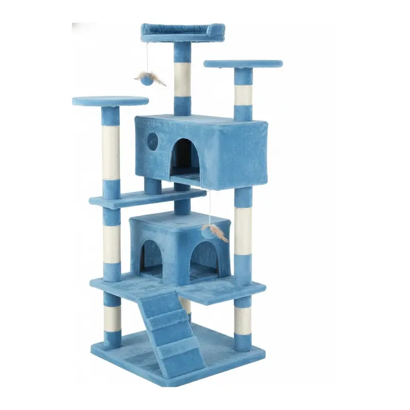 54-Inch Multi-Level Cat Tree with Enclosed Condo, Platforms, and Ladder