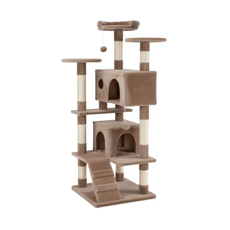 54-Inch Space-Saving Cat Tree Featuring Perches, Scratching Posts, and Climbing Ladder