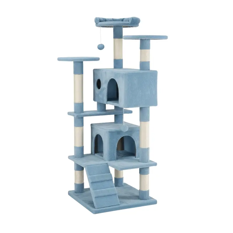 54-Inch Space-Saving Cat Tree Featuring Perches, Scratching Posts, and Climbing Ladder