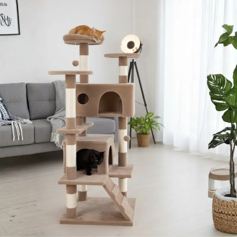 54-Inch Space-Saving Cat Tree Featuring Perches, Scratching Posts, and Climbing Ladder