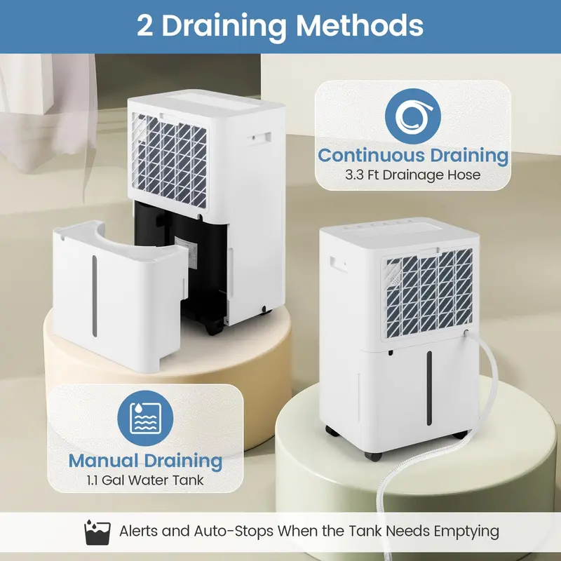 54-Pint Quiet Basement Dehumidifier – 4-Liter Tank, Three Operating Modes & Programmable Timer