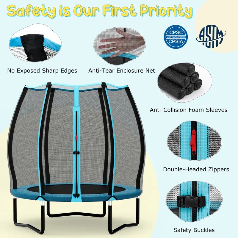 55-Inch ASTM-Certified Kids' Trampoline — Enclosed Mini Bouncer for Toddlers & Preschoolers