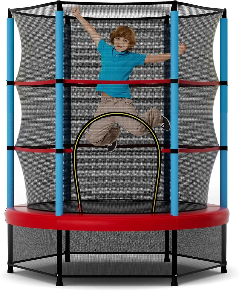 55-Inch ASTM-Certified Kids' Trampoline with Enclosed Safety Net for Toddlers