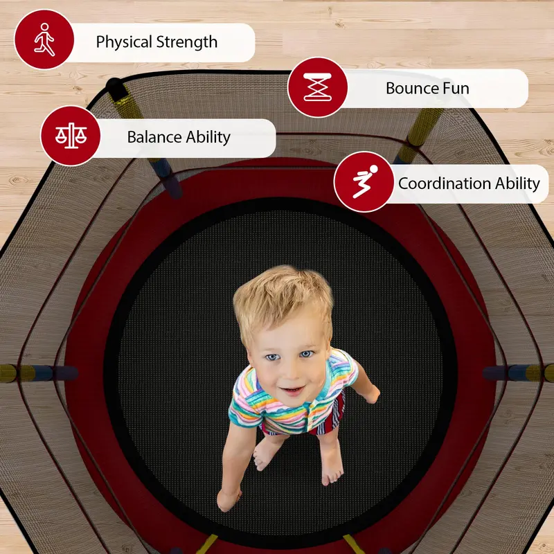 55-Inch ASTM-Certified Kids' Trampoline with Enclosed Safety Net for Toddlers
