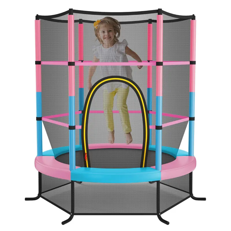 55-Inch Kids' Trampoline – ASTM-Certified 4.6-Foot Toddler Bouncer with Safety Enclosure Net