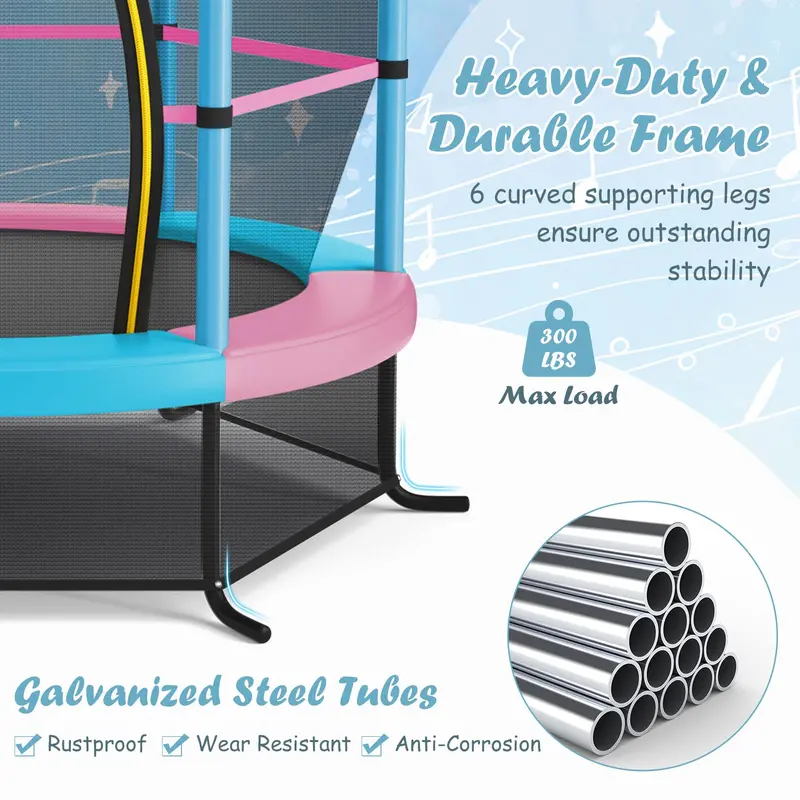 55-Inch Kids' Trampoline – ASTM-Certified 4.6-Foot Toddler Bouncer with Safety Enclosure Net