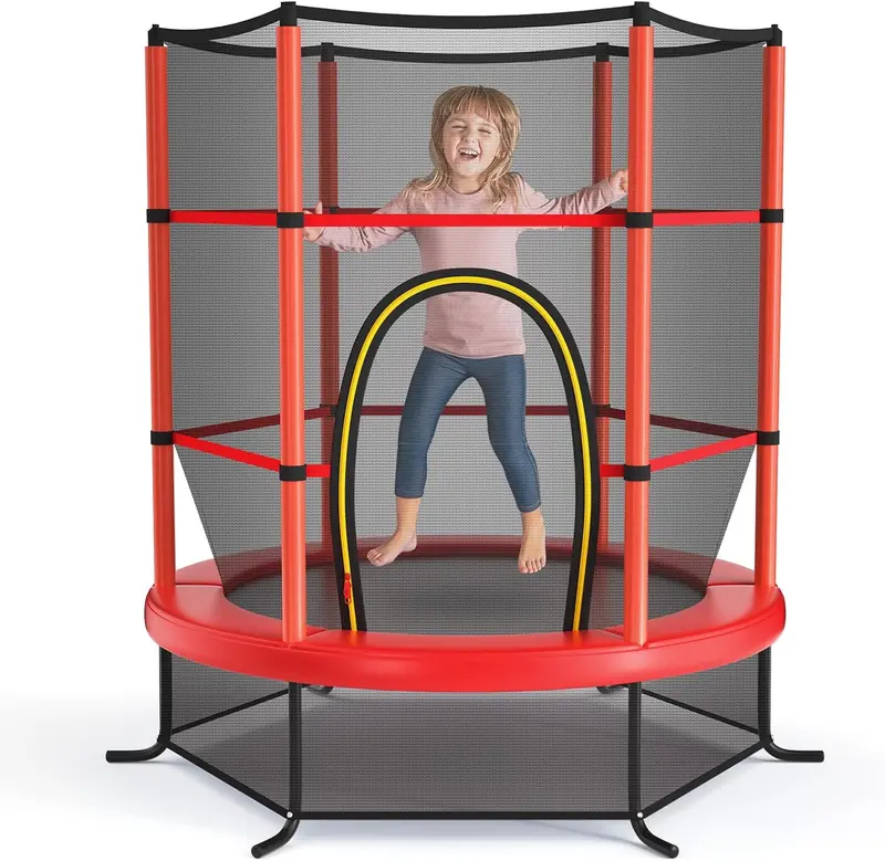 55-Inch Kids' Trampoline – ASTM-Certified 4.6-Foot Toddler Bouncer with Safety Enclosure Net