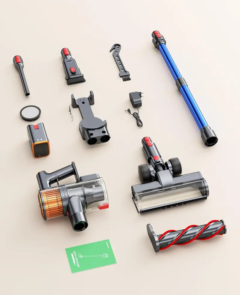 550W Cordless Stick Vacuum with 45KPa Suction, 60-Min Runtime & Wall-Mount Charging for Pets, Carpets, and Hard Floors