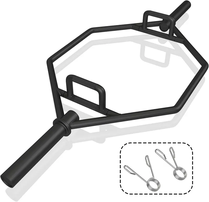 56-Inch Foldable Olympic Hex Bar – Trap Bar with Knurled Handles for Strength Training