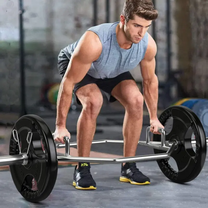 56-Inch Foldable Olympic Hex Bar – Trap Bar with Knurled Handles for Strength Training