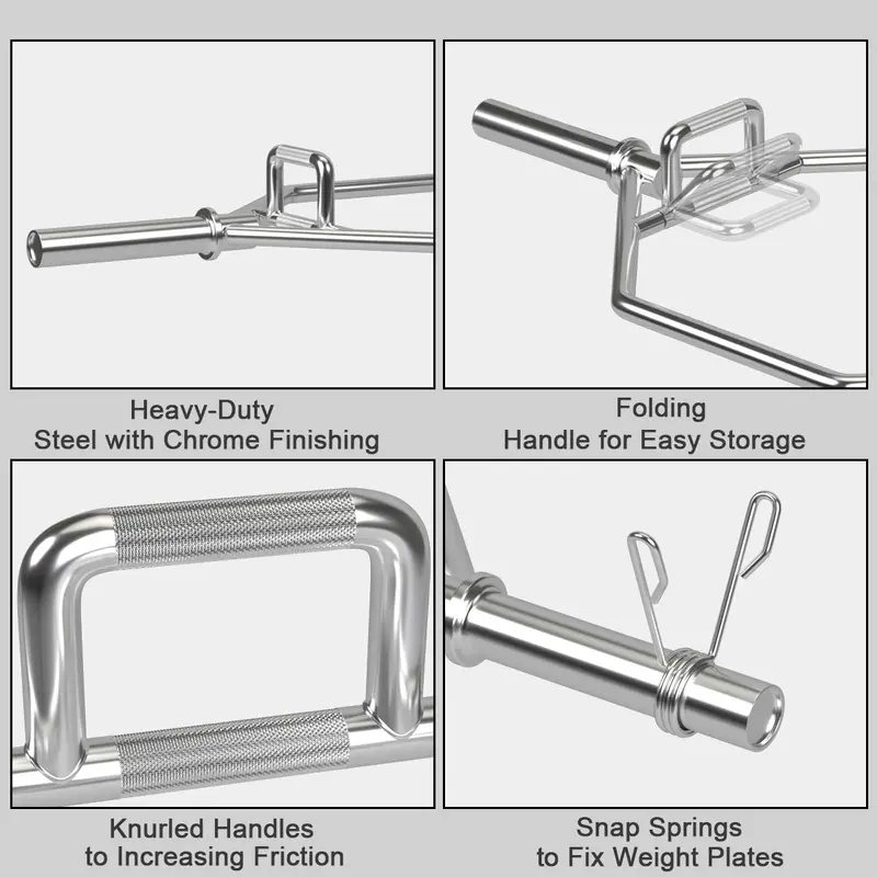 56-Inch Foldable Olympic Hex Bar – Trap Bar with Knurled Handles for Strength Training