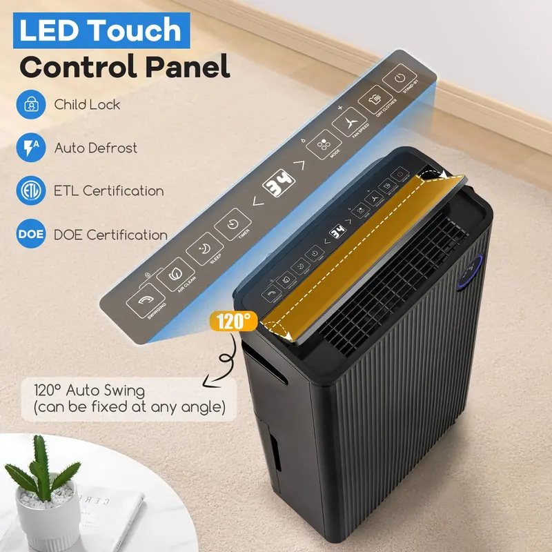 57-Pint Quiet Basement Dehumidifier – Covers 4,500 Sq. Ft with Integrated Drain Hose