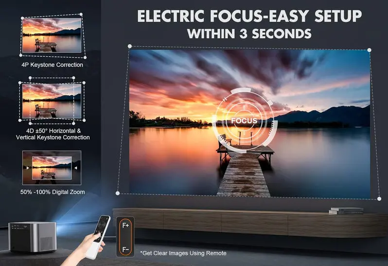 5G WiFi Bluetooth Projector – 800 ANSI Lumens Portable Home Theater Display