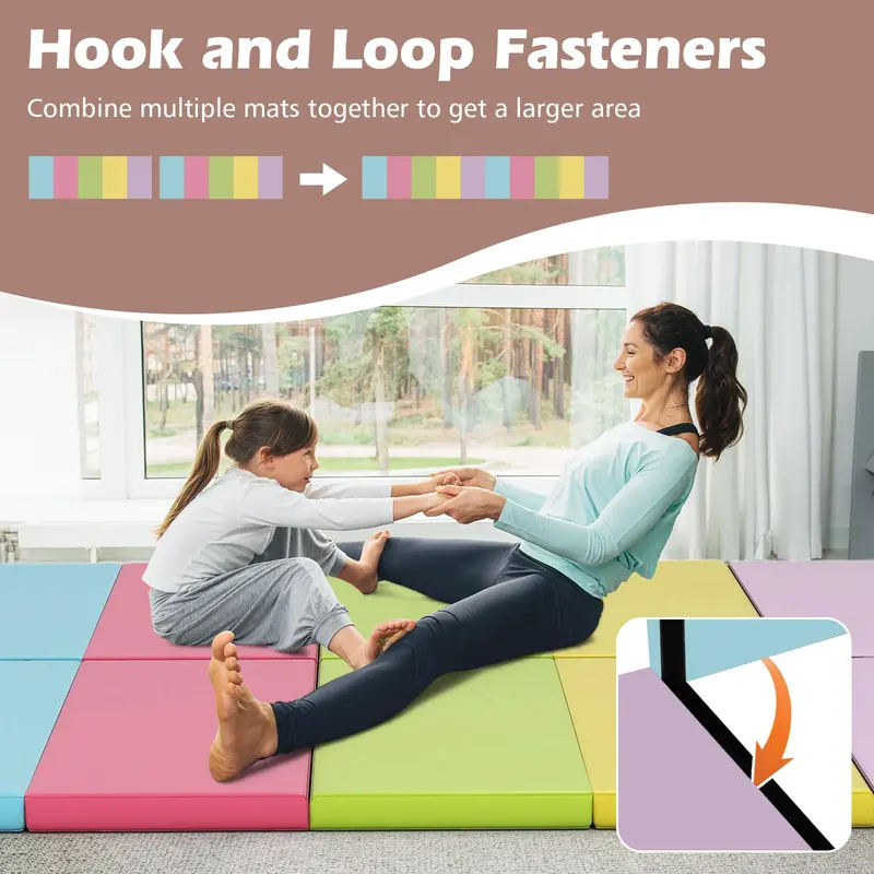 6.6' x 2.5' Folding Gymnastics Mat — Five-Panel Tumbling Pad with Carrying Handles