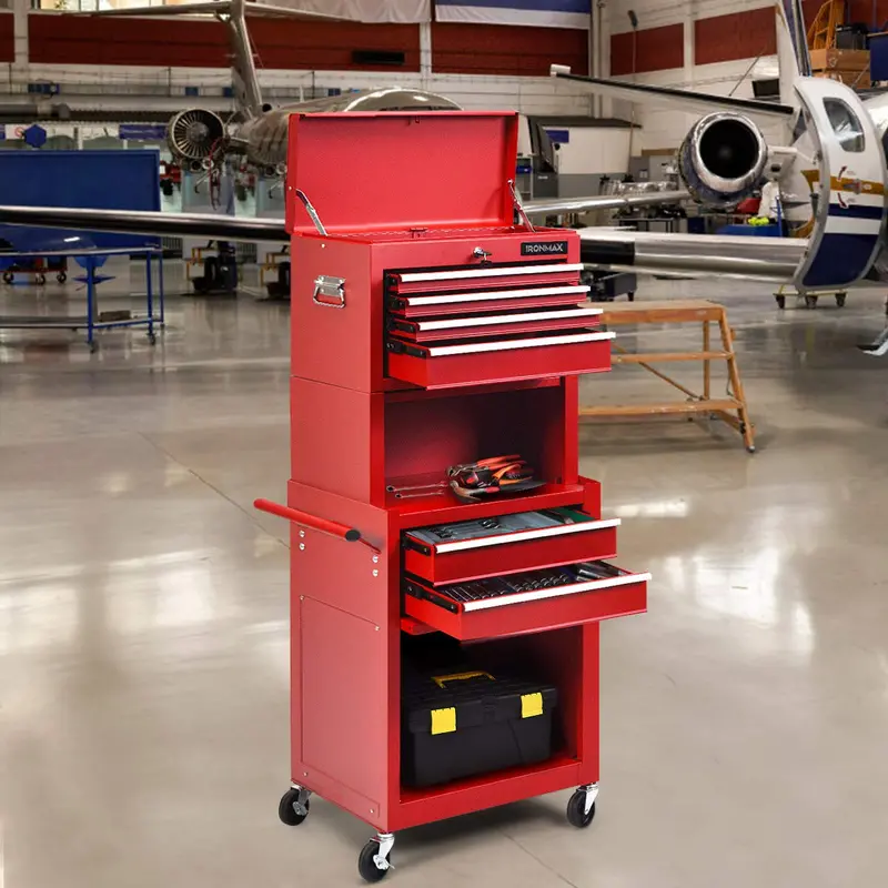 6-Drawer Heavy-Duty Rolling Tool Chest with Adjustable Riser Base 2
