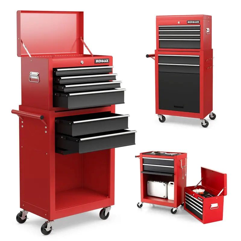 6-Drawer Rolling Tool Chest – Removable Steel Cabinet with Sliding Storage Compartments